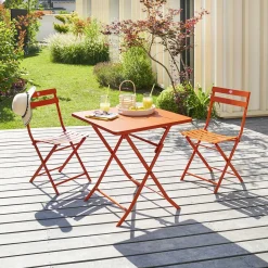 Table de jardin pliante carrée GREENSBORO Terre battue