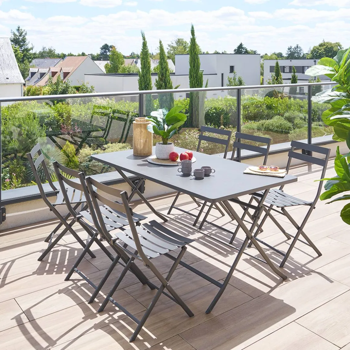 Table de jardin pliante rectangulaire GREENSBORO Graphite