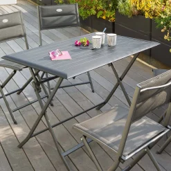 Table de jardin pliante rectangulaire AZUA Graphite
