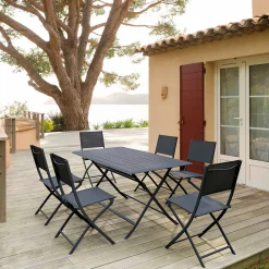 Table de jardin pliante rectangulaire AZUA Graphite