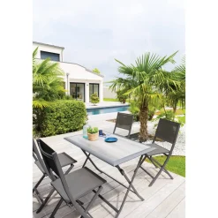 Table de jardin pliante rectangulaire AZUA Gris smoke