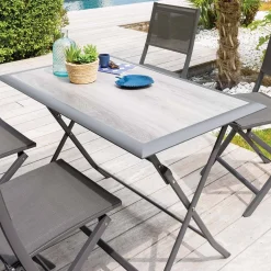 Table de jardin pliante rectangulaire AZUA Gris smoke