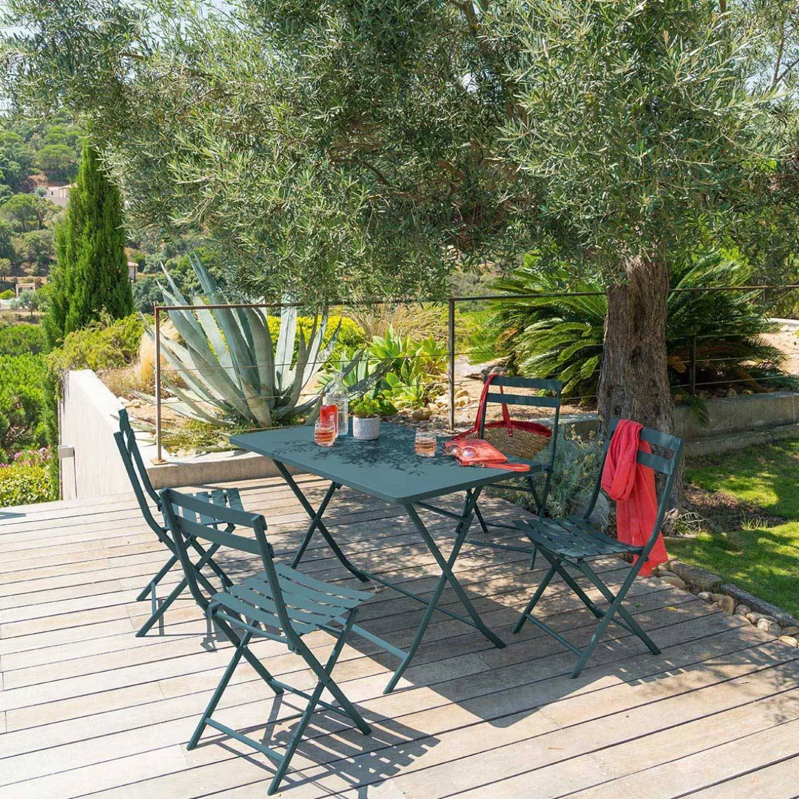 Table de jardin pliante rectangulaire GREENSBORO Bleu canard