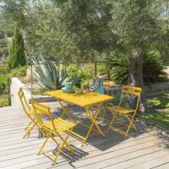 Table de jardin pliante rectangulaire GREENSBORO Jaune moutarde