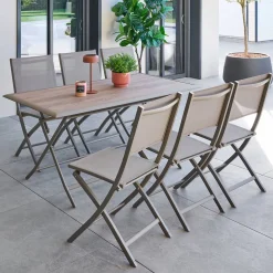 Table de jardin pliante rectangulaire AZUA Truffe / Café