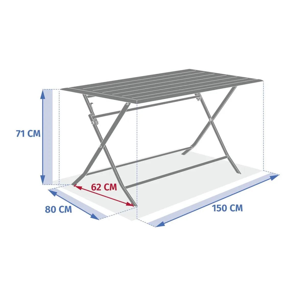 Table de jardin pliante rectangulaire AZUA Epeautre / Argile