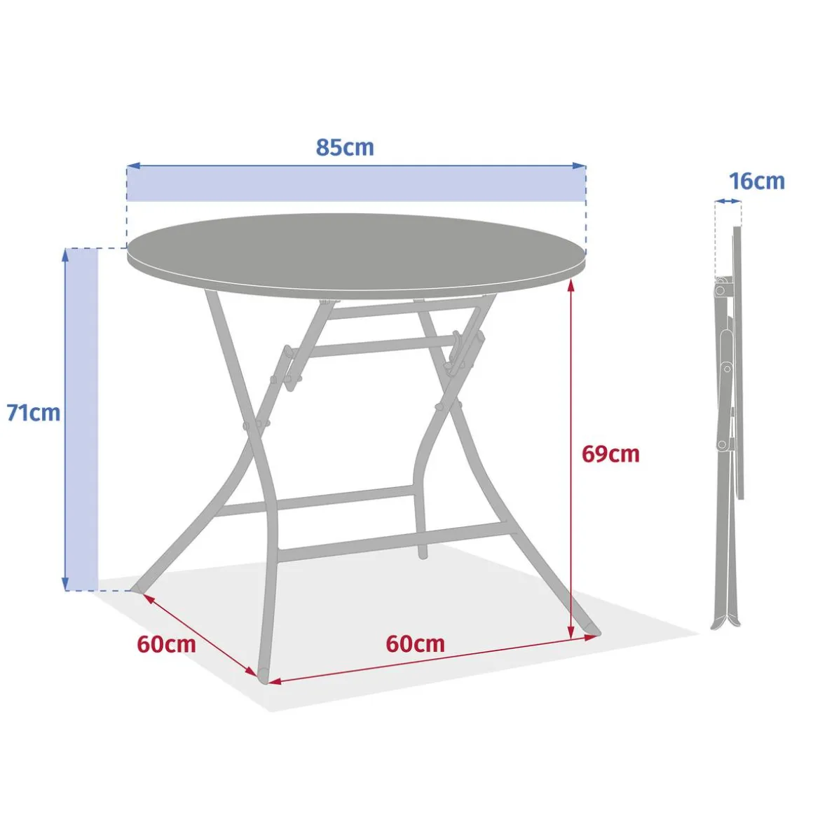 Table de jardin pliante ronde GREENSBORO Argile