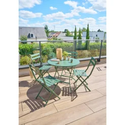 Table de jardin pliante ronde GREENSBORO Vert olive