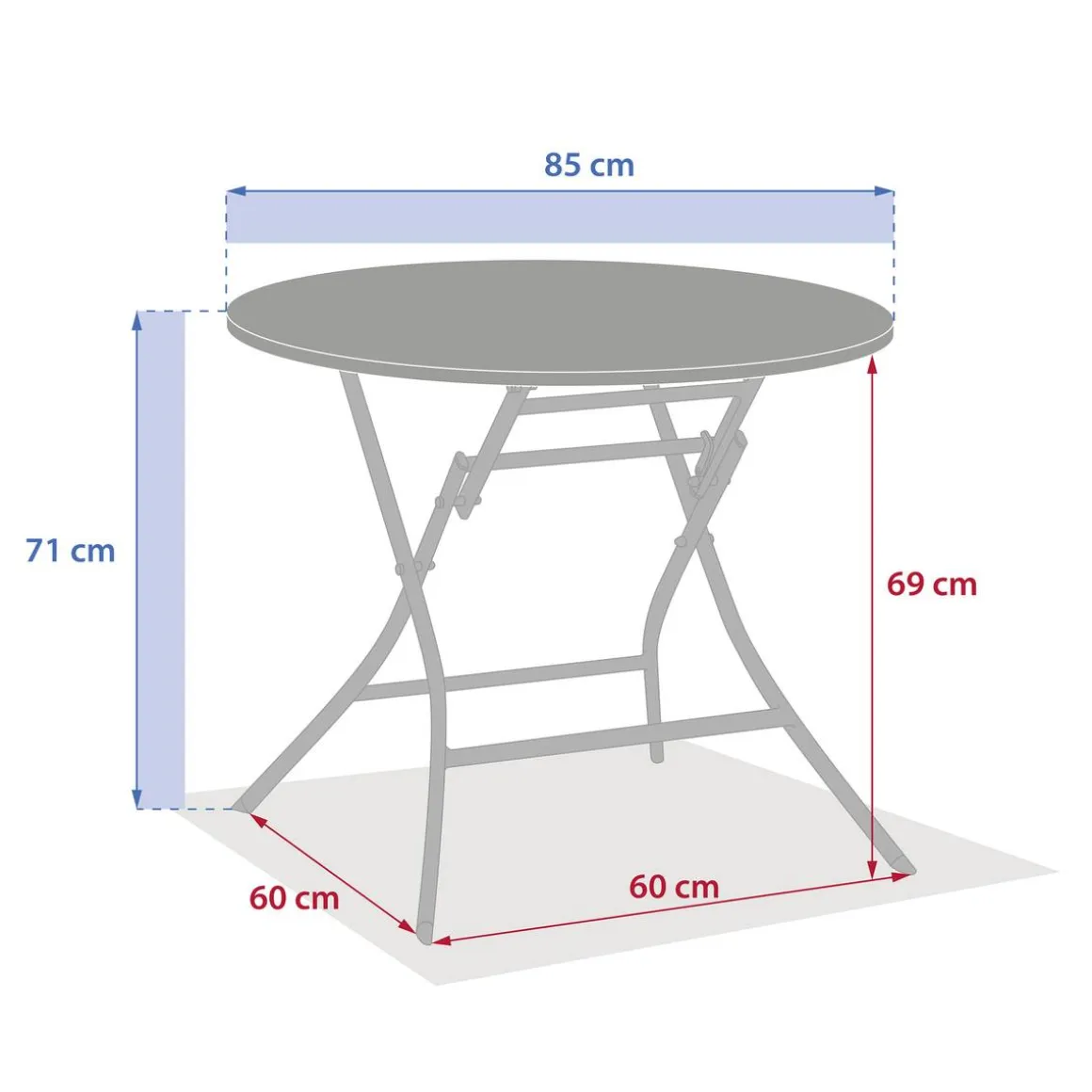 Table de jardin pliante ronde GREENSBORO Graphite
