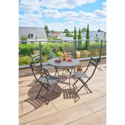 Table de jardin pliante ronde GREENSBORO Graphite