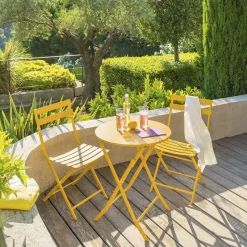Table de jardin pliante ronde GREENSBORO Moutarde