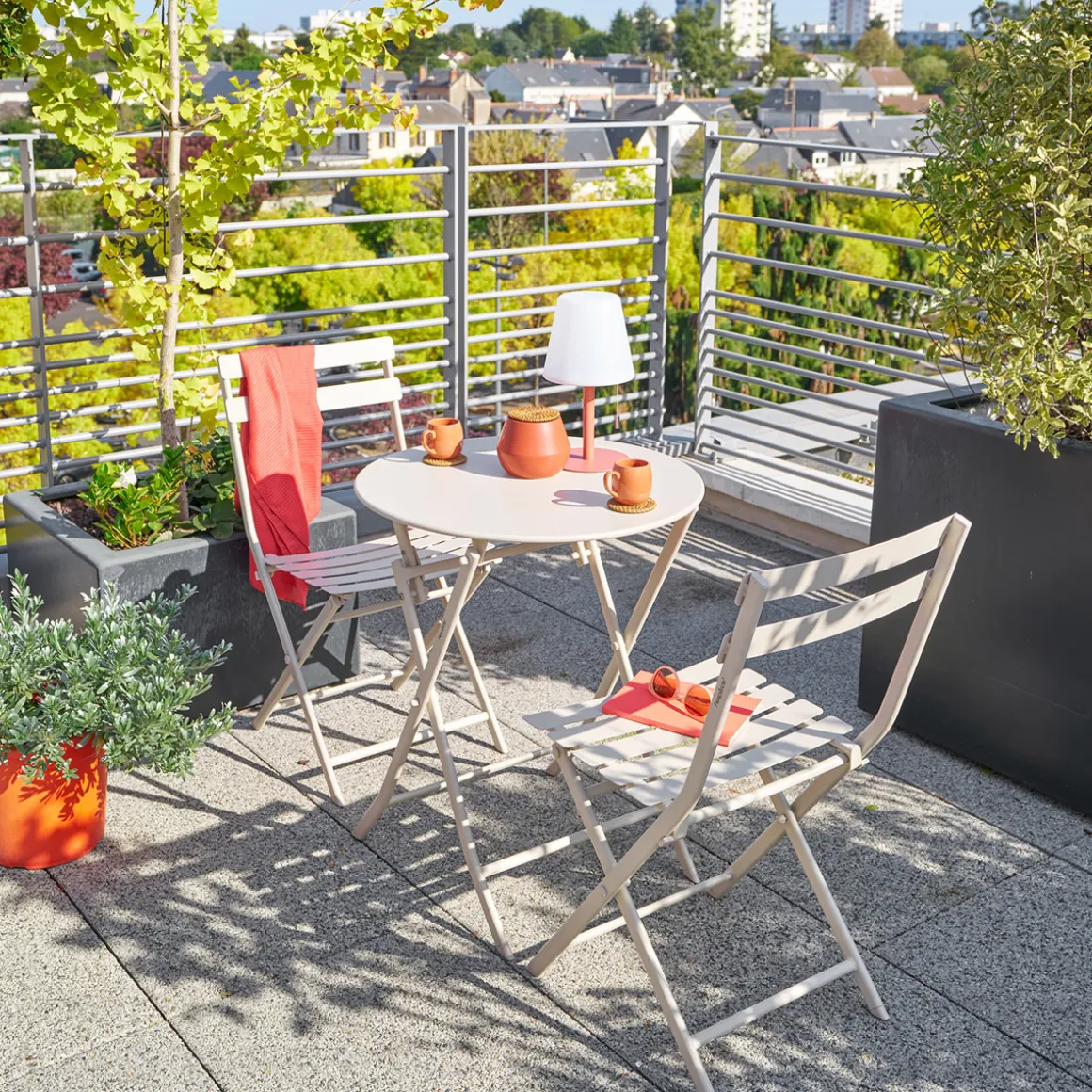 Table de jardin pliante ronde GREENSBORO Argile
