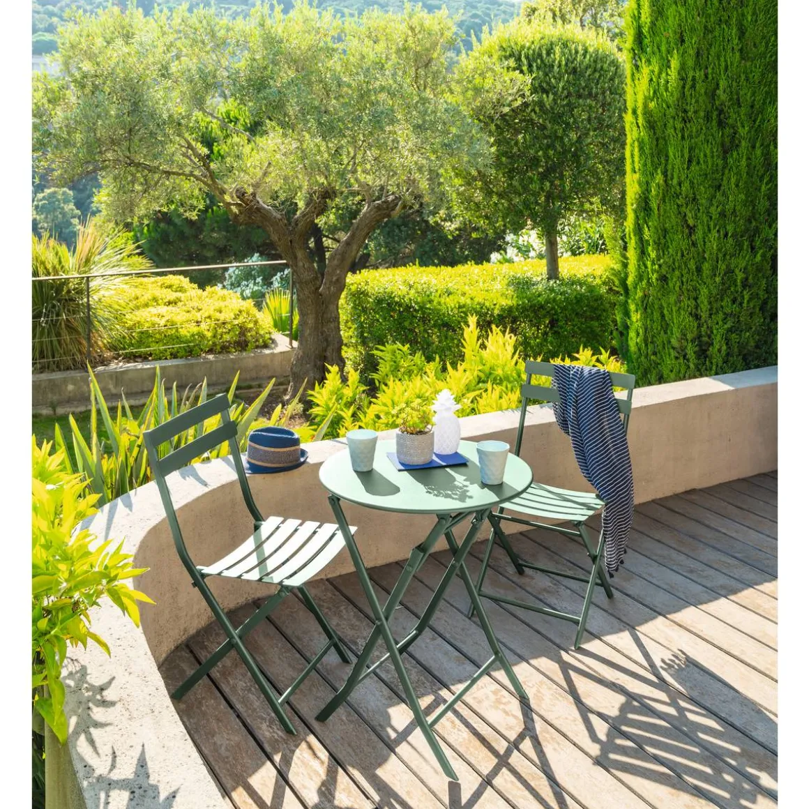 Table de jardin pliante ronde GREENSBORO Vert olive