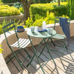 Table de jardin pliante ronde GREENSBORO Vert olive