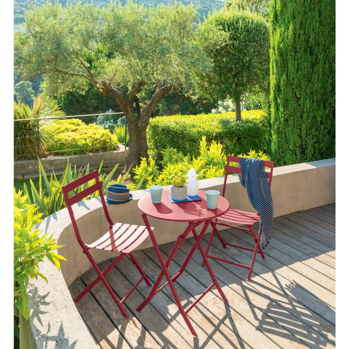 Table de jardin pliante ronde GREENSBORO Grenade