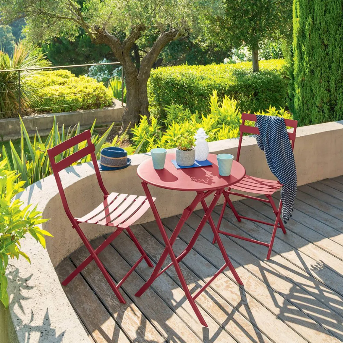 Table de jardin pliante ronde GREENSBORO Grenade