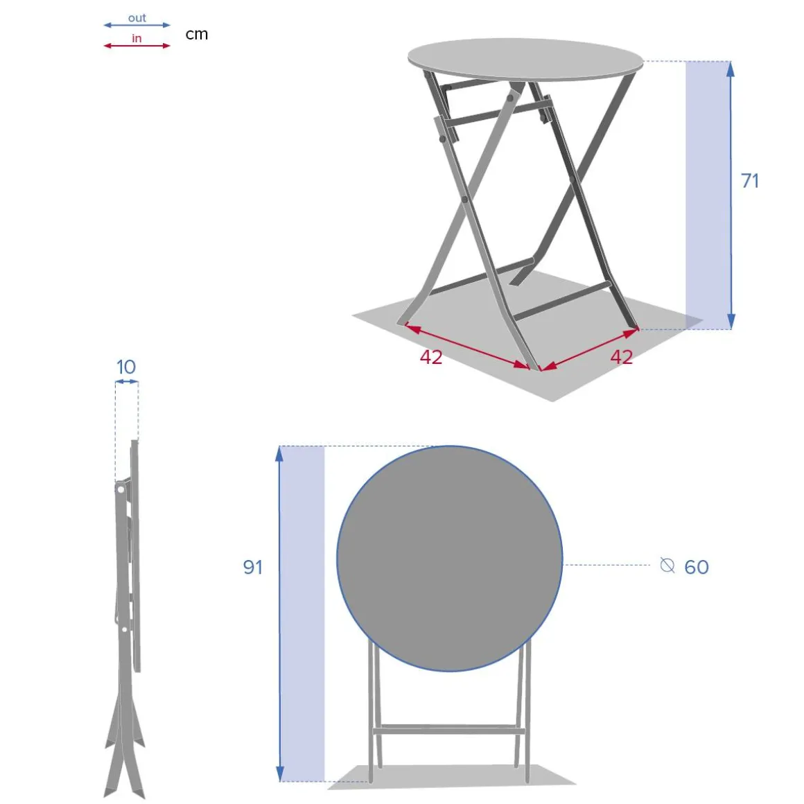 Table de jardin pliante ronde GREENSBORO Grenade