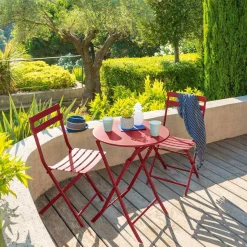 Table de jardin pliante ronde GREENSBORO Groseille