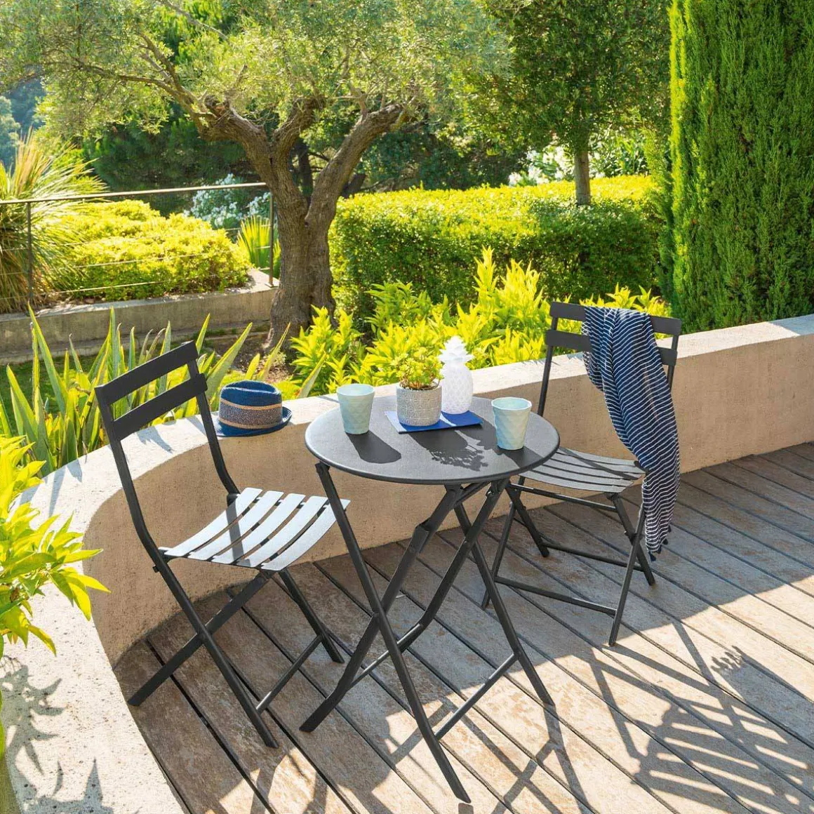 Table de jardin pliante ronde GREENSBORO Graphite