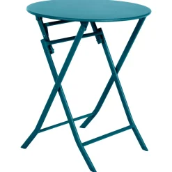 Table de jardin pliante ronde GREENSBORO Bleu canard