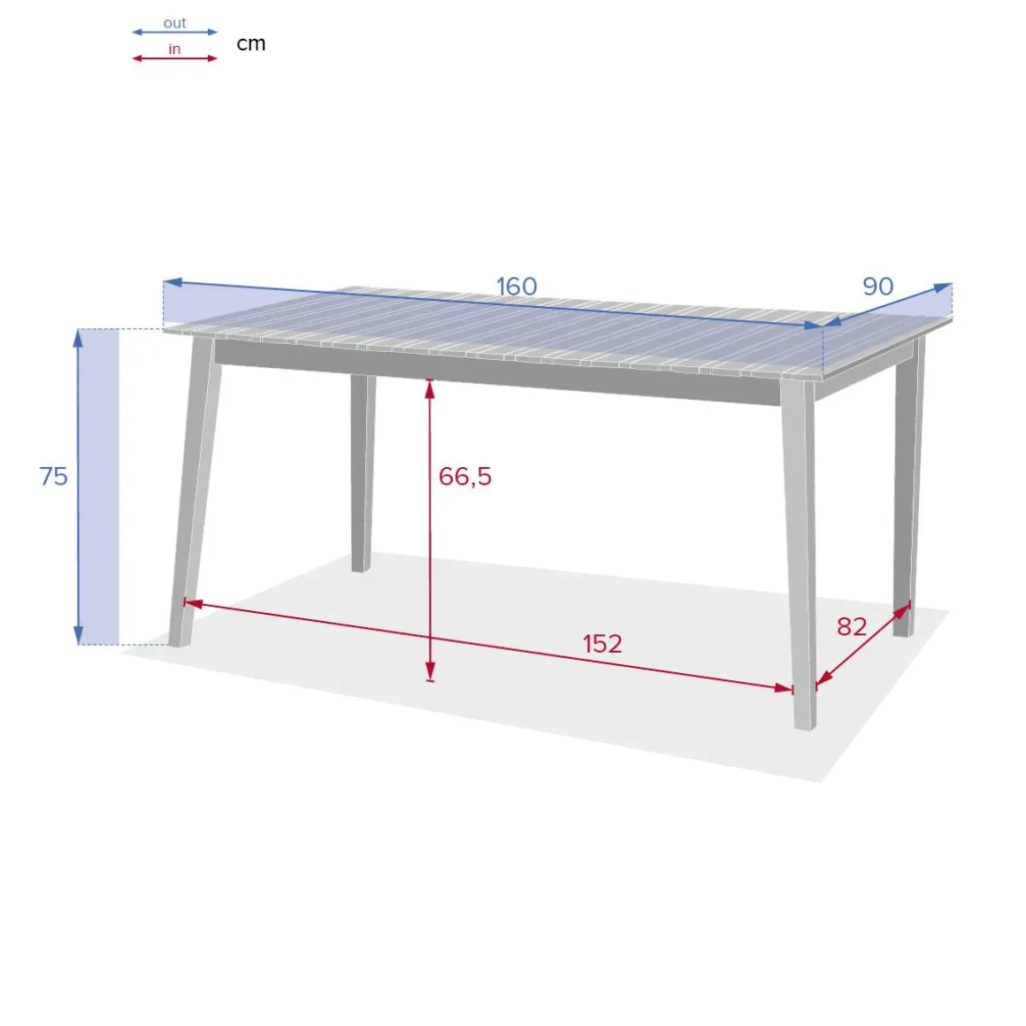Table de jardin rectangulaire TIWI Acacia