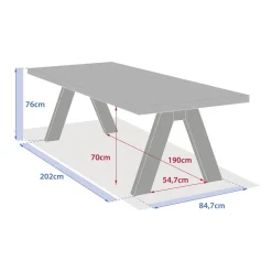 Table de jardin rectangulaire VENIZIA Effet travertin & Acacia