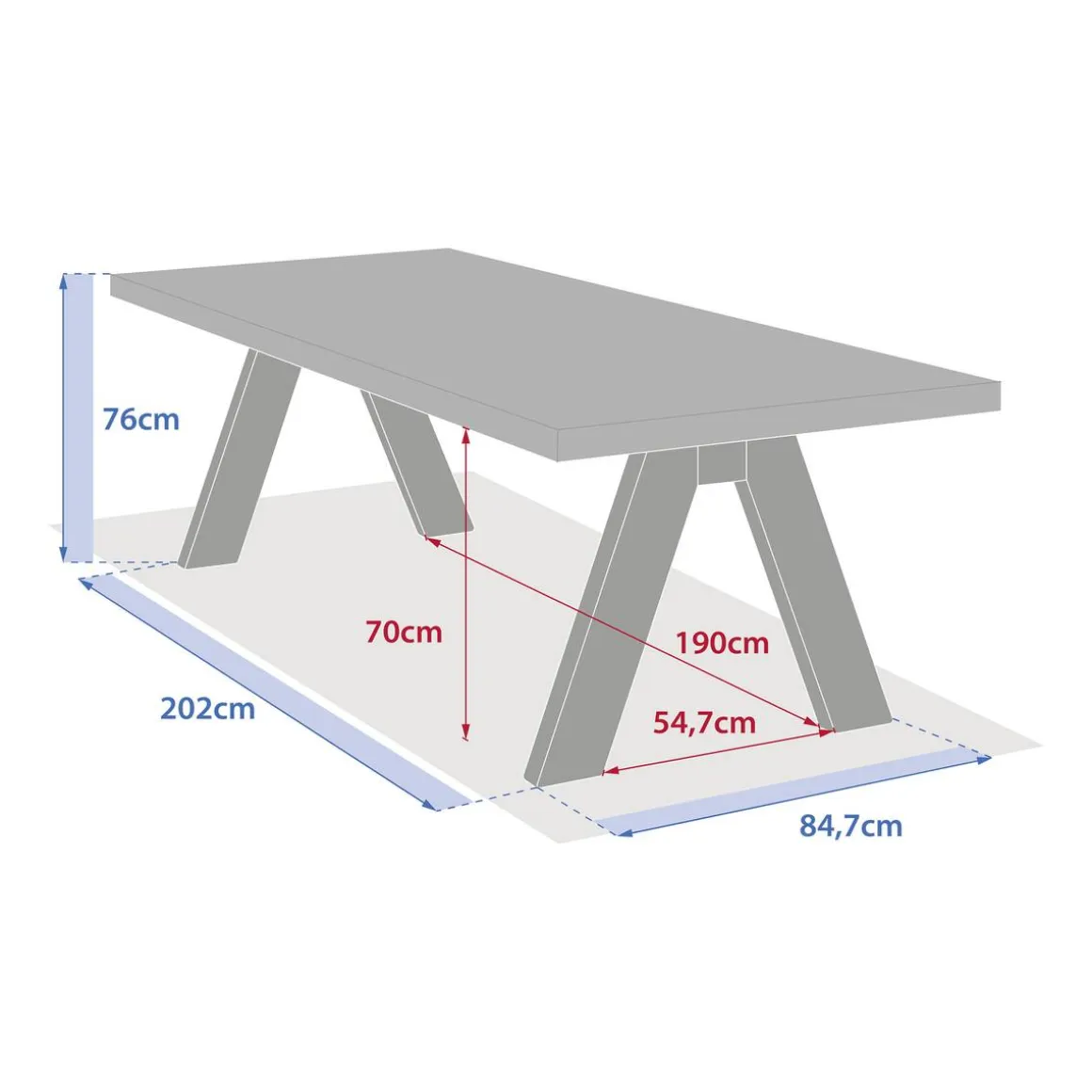 Table de jardin rectangulaire VENIZIA Effet travertin & Acacia