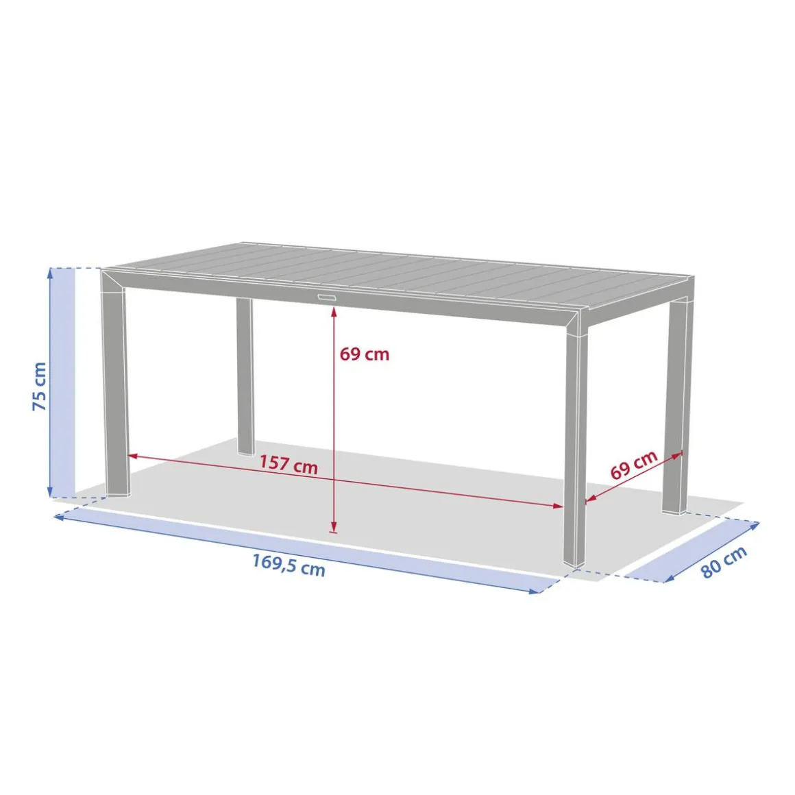 Table de jardin rectangulaire EVASION Lin / Vert laurier
