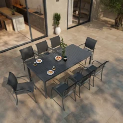 Table de jardin rectangulaire PIAZZA Graphite