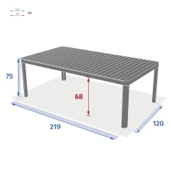 Table de jardin rectangulaire PARADIZE Acacia & Blanc