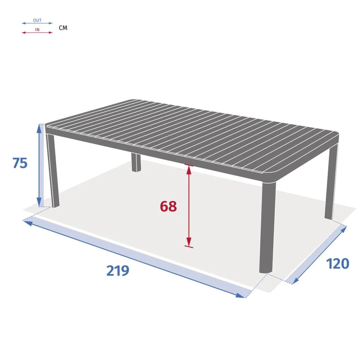 Table de jardin rectangulaire PARADIZE Acacia & Blanc