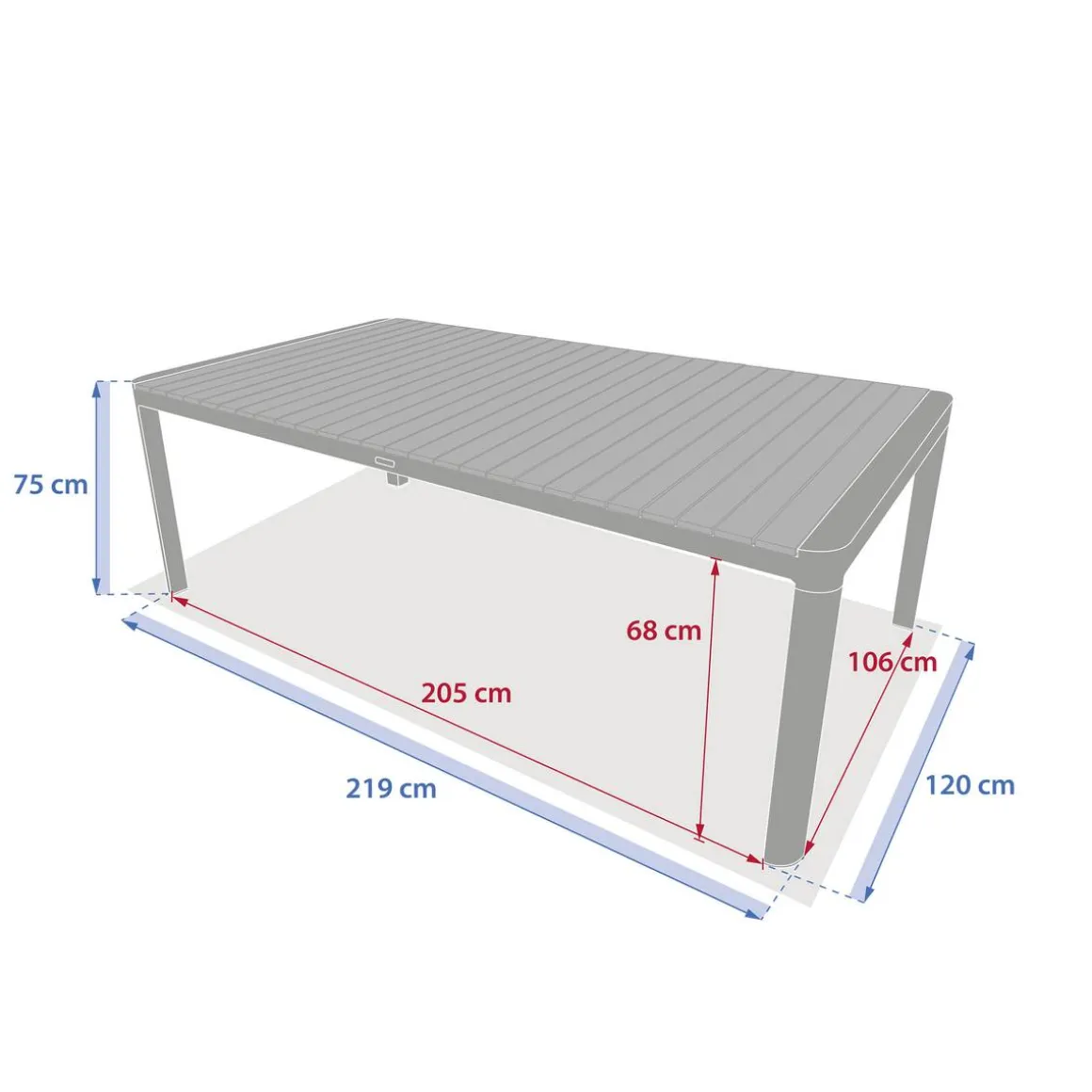 Table de jardin rectangulaire PARADIZE Effet Noyer & Graphite