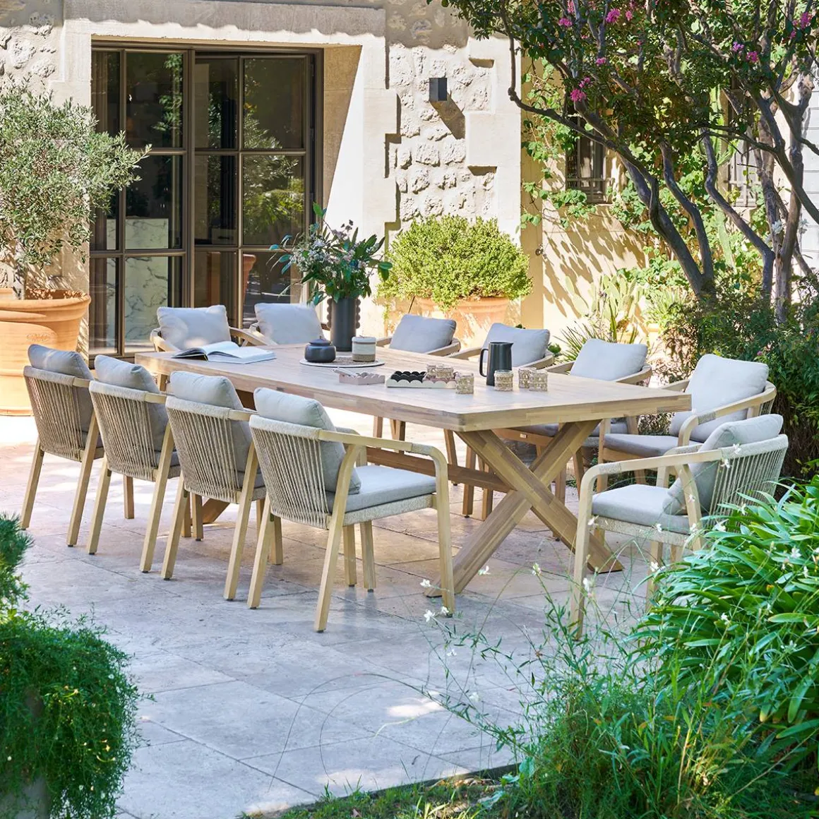 Table de jardin rectangulaire XENIA Eucalyptus