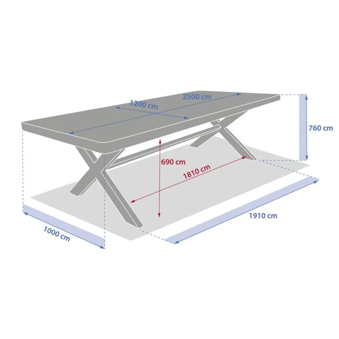 Table de jardin rectangulaire XENIA Eucalyptus