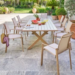 Table de jardin rectangulaire AXIOME Argile / Honey