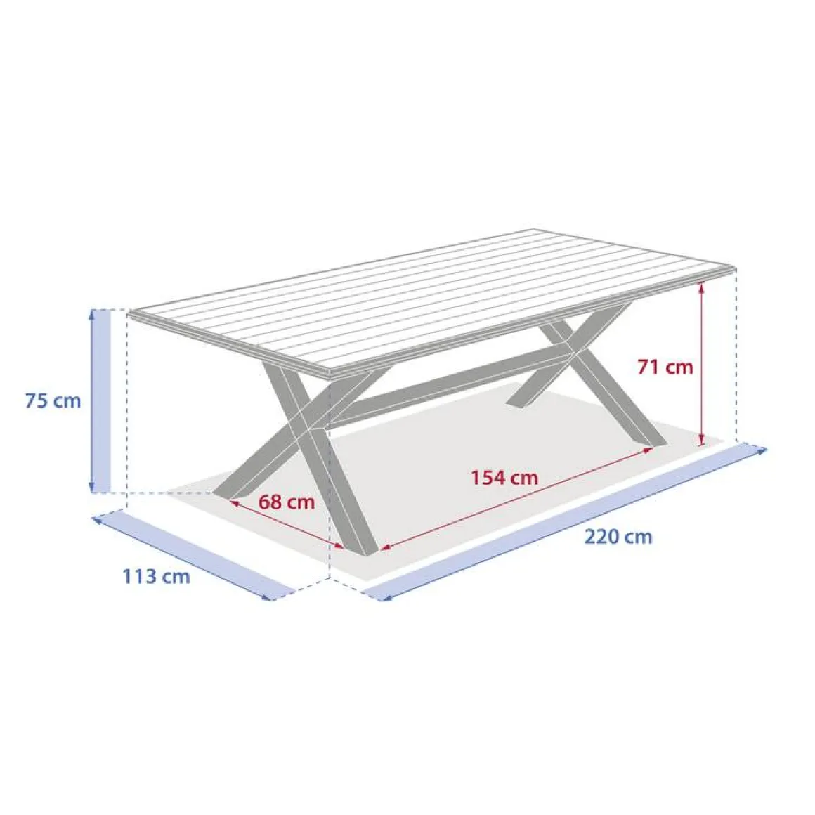Table de jardin rectangulaire AXIOME Argile / Honey