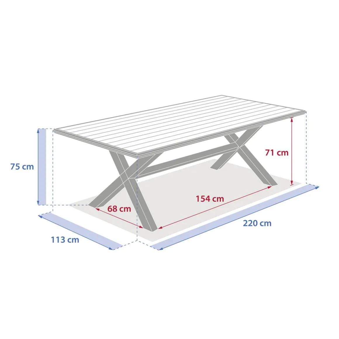 Table de jardin rectangulaire AXIOME Argile / Honey