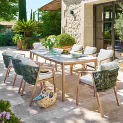 Table de jardin rectangulaire NELORA Beige ficelle / Honey