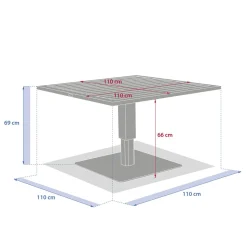 Table de jardin relevable carrée SALIMIA Avoine