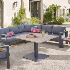 Table de jardin relevable carrée SALIMIA Graphite & Honey