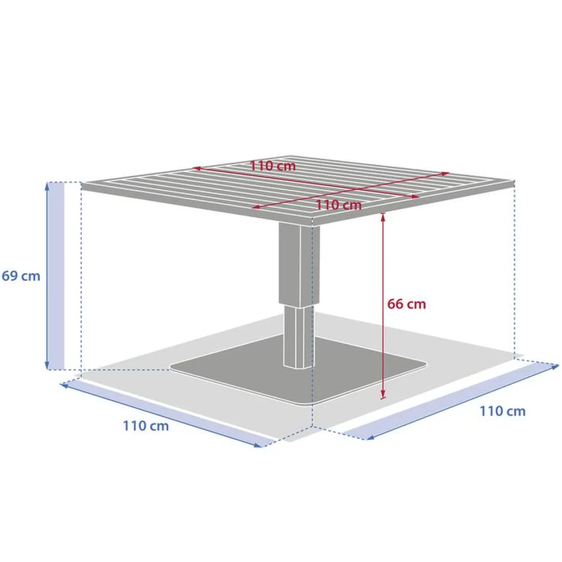 Table de jardin relevable carrée SALIMIA Argile & Lin