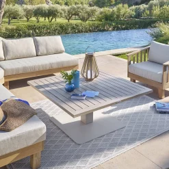 Table de jardin relevable carrée SALIMIA Argile & Lin