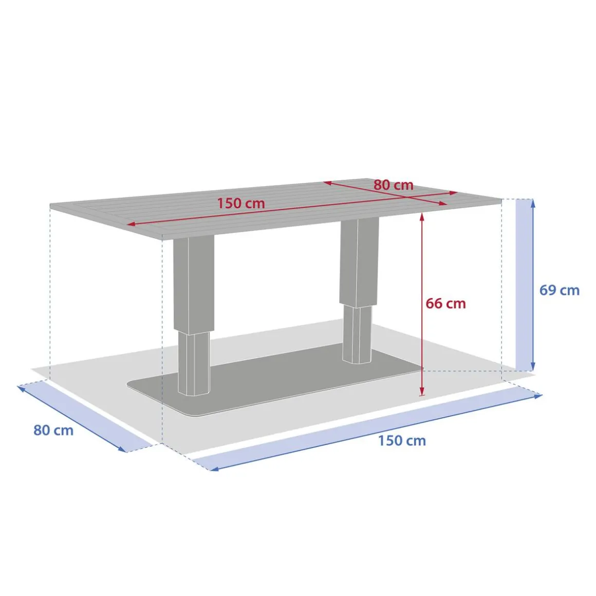 Table de jardin relevable rectangulaire SALIMIA Graphite