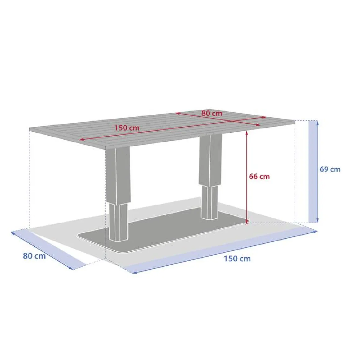 Table de jardin relevable rectangulaire SALIMIA Argile & Lin