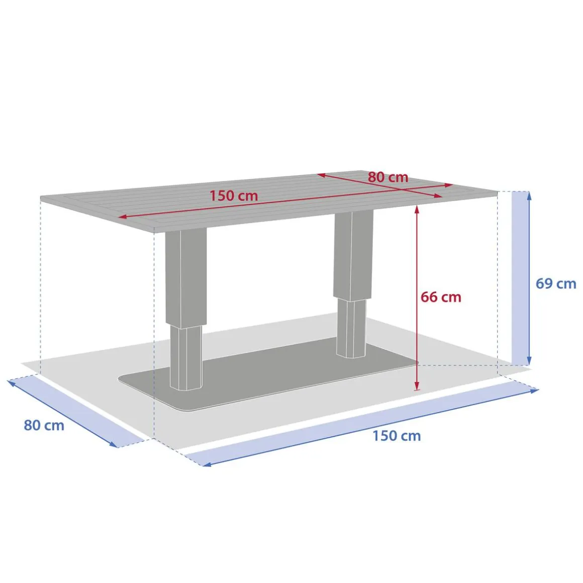 Table de jardin relevable rectangulaire SALIMIA Avoine