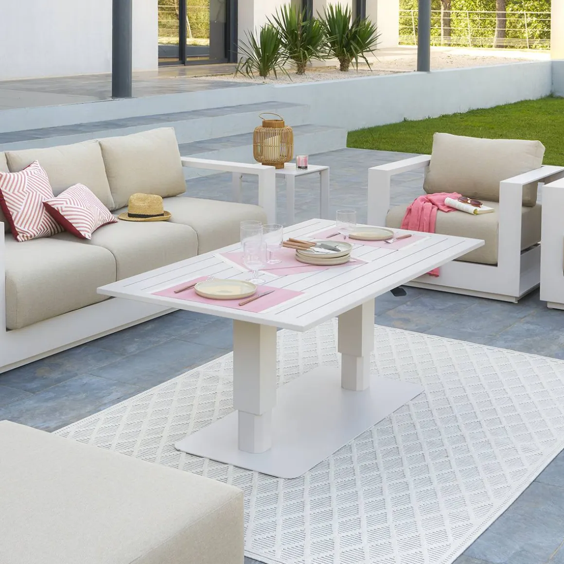 Table de jardin relevable rectangulaire SALIMIA Avoine