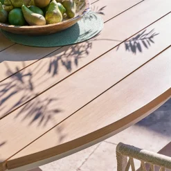 Table de jardin ronde ORACLION Effet bois noix / Argile