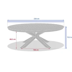 Table de jardin ronde ORACLION Effet bois noix / Argile