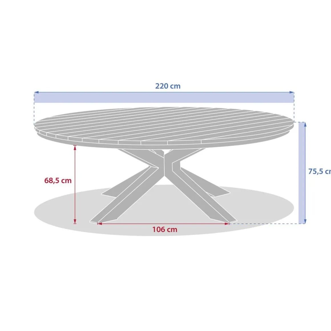 Table de jardin ronde ORACLION Effet bois noix / Argile