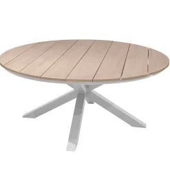 Table de jardin ronde ORIENGO Acacia & Blanc